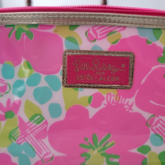 LILY PULITZER ESTE LAUDER MAKEUP BAG PINK FLORAL - Picture 2 of 5